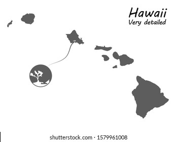 Map delineation of the territory of Hawaii. High accuracy. Vector eps10.