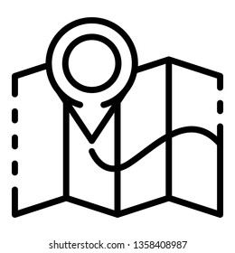 Map delivery tracking icon. Outline map delivery tracking vector icon for web design isolated on white background