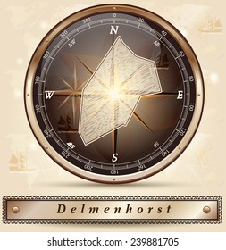 Map of Delmenhorst with borders in bronze