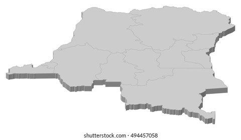 Map - Democratic Republic of the Congo - 3D-Illustration