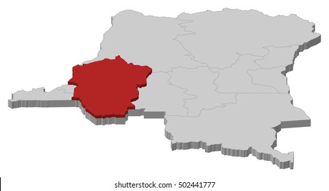Map - Democratic Republic of the Congo, Bandundu - 3D-Illustration