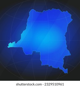 Map of Democratic Republic of the Congo in blue color. Template for website, annual report, news, infographics. Vector Illustration 