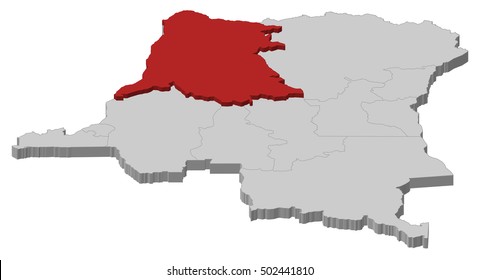 Map - Democratic Republic of the Congo, Equateur - 3D-Illustration