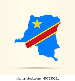 Map of Democratic Republic of the Congo in Democratic Republic of the Congo flag colors