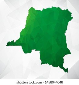 Map of Democratic Republic of the Congo - Green Geometric Rumpled Triangular , Polygonal Design For Your . Vector illustration eps 10