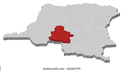 Map - Democratic Republic of the Congo, Kasai-Occidental - 3D-Illustration