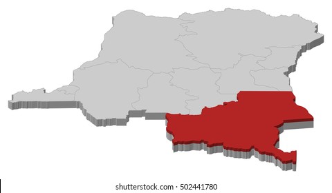 Map - Democratic Republic of the Congo, Katanga - 3D-Illustration