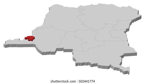 Map - Democratic Republic of the Congo, Kinshasa - 3D-Illustration