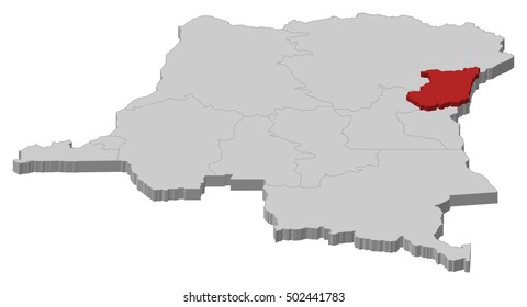 Map - Democratic Republic of the Congo, North Kivu - 3D-Illustration