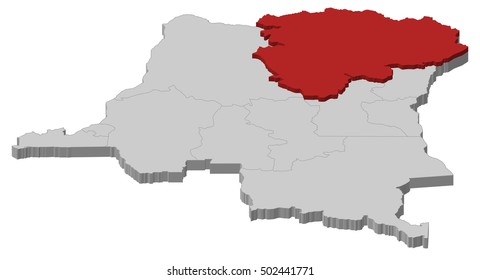 Map - Democratic Republic of the Congo, Orientale - 3D-Illustration