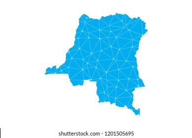 Map of Democratic Republic of the Congo from Polygonal wire frame low poly mesh,Democratic Republic of the Congo map  Vector Illustration EPS10.