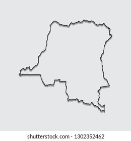 map of Democratic Republic of the Congo with shadow on gray background.eps10