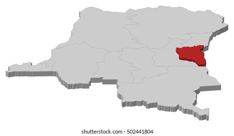 Map - Democratic Republic of the Congo, South Kivu - 3D-Illustration