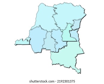 Map of Democratic Republic of the Congo with states isolated