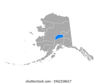 Map of Denali in Alaska on white
