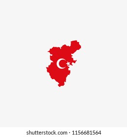 Map of Denizli - Turkey Vector Illustration

