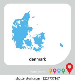 Map of denmark abstract corlor blue on white background.frame.vecter illustration eps 10.
