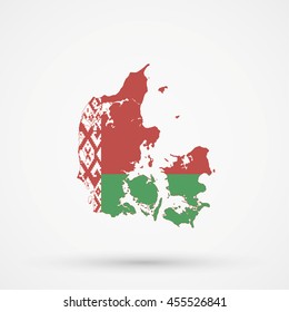 Map of Denmark in Belarus flag colors