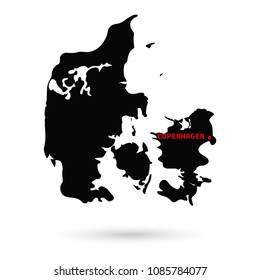 Map of Denmark black on white background.