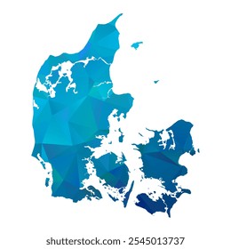 Map of Denmark - Blue Polygonal Design For Your. Vector illustration eps 10.