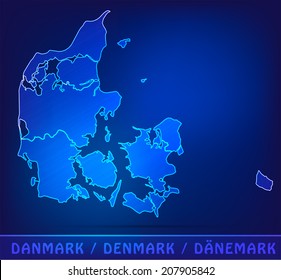 Map of Denmark with borders as scribble