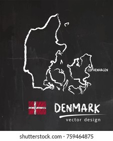 Map of Denmark, Chalk sketch vector illustration