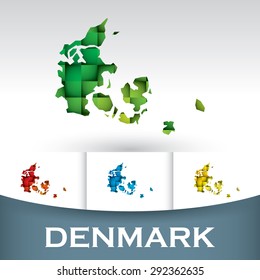 Map of Denmark with colorful tiles