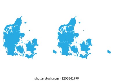 Map - Denmark Couple Set , Map of Denmark,Vector illustration eps 10.