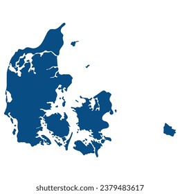 Map of Denmark. Danish map in details in blue color