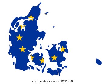 map of Denmark with European Union flag