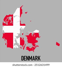 map of Denmark with flag, vector illustration