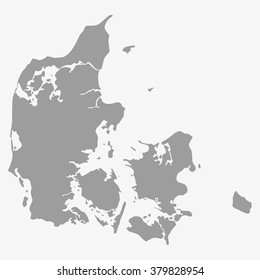 Map  of Denmark in gray on a white background