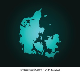 Map of Denmark green vector isolated on dark background. High detailed green vector map, Denmark symbol for your web site design map - Vector illustration eps 10. 