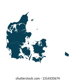 Map of Denmark - High detailed on white background. Abstract design vector illustration eps 10.