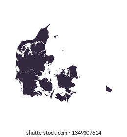 Map of Denmark - High detailed on white background. Abstract design vector illustration eps 10.