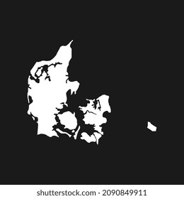 Map of Denmark isolated on black background.