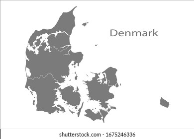 map denmark isolated on white background