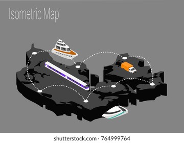 Map Denmark isometric concept. 3d flat illustration of Map Denmark.