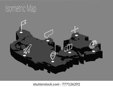Map Denmark isometric concept. 3d flat illustration of Map Denmark.