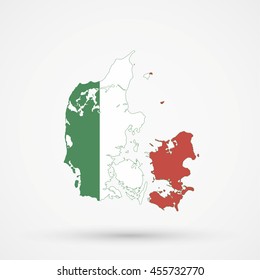 Map of Denmark in Italy flag colors