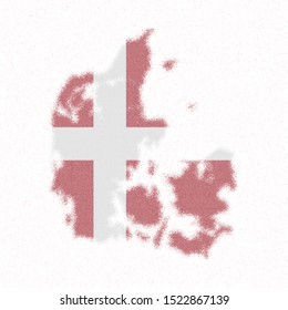 Map of Denmark. Mosaic style map with flag of Denmark. Excellent vector illustration.