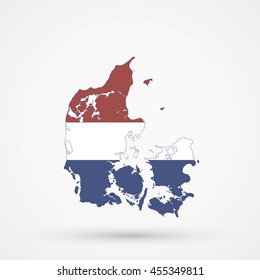 Map of Denmark in Netherlands flag colors