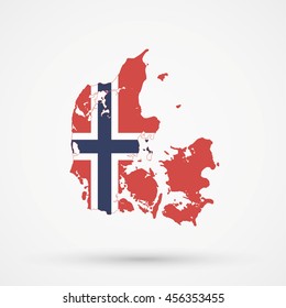 Map of Denmark in Norway flag colors