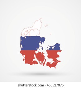 Map of Denmark in Russia flag colors