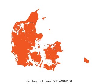 Mapa da Dinamarca, silhueta de sinais. World Map Globe (em inglês). Ilustração de vetor isolada em fundo branco. continente europeu.