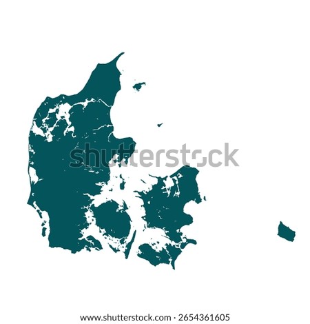 Map of Denmark, sign silhouette. World Map Globe. Vector Illustration isolated on white background. Europe continent.