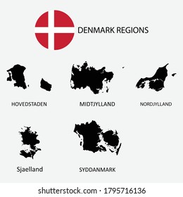 Map of Denmark state regions graphic element Illustration template design
