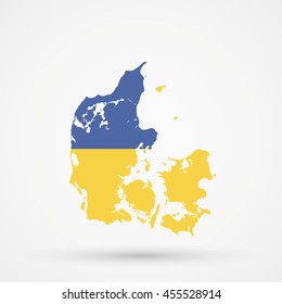 Map of Denmark in Ukraine flag colors