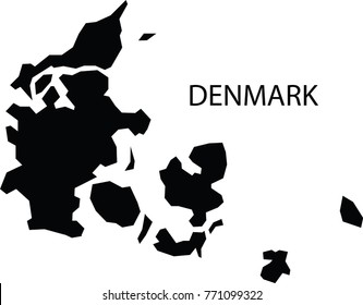 Map of Denmark vector black on white background