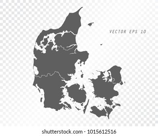 Map of Denmark , vector illustration on transparent background. Items are placed on separate layers and editable.